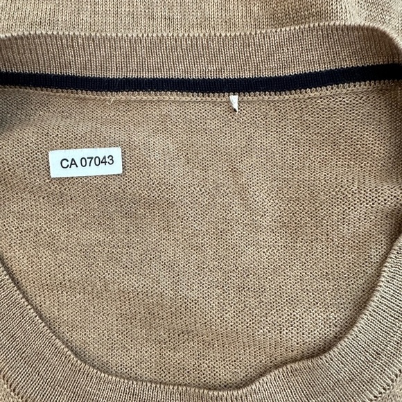 Filoversa 100% Merino Wool Sweater Style Sergei Camel Colour SZ XL Unisex Italy - Picture 5 of 6